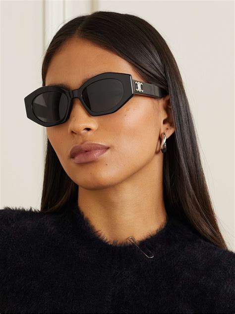 celine eyewear oversized cat-eye acetate sunglasses|Celine 56mm cat eye sunglasses.